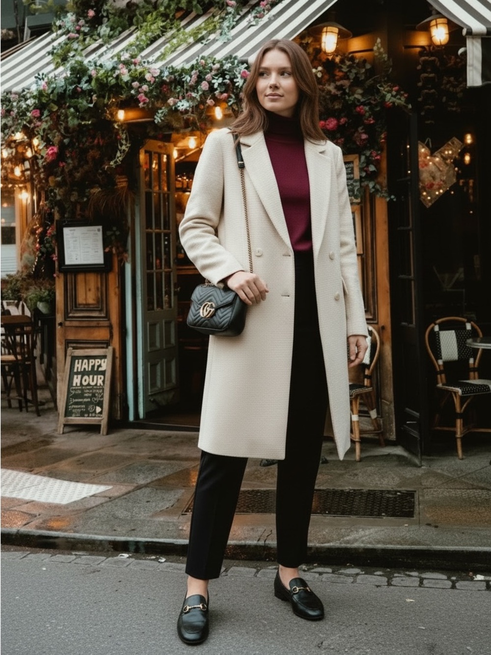 Zara Linen Blend Double Breasted Pea Coat in Cream Size Small